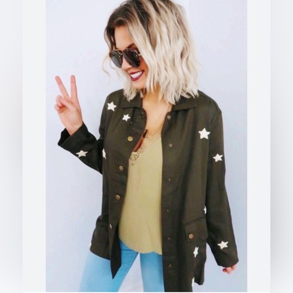 Sincerly Jules Tops - Sincerely Jules Military Vintage Look Distressed Snap Front Jacket Shirt XS